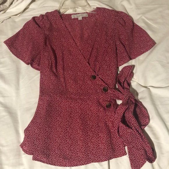Loft Floral Button Down Wrap Top - Picture 1 of 4